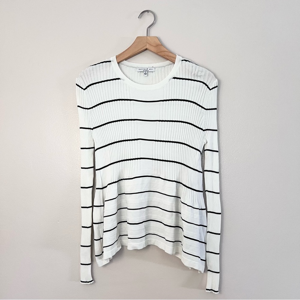 Current Air Striped Ribbed Peplum Top